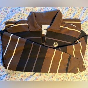 Vans Quarter Zip Black and Brown Striped Sweater